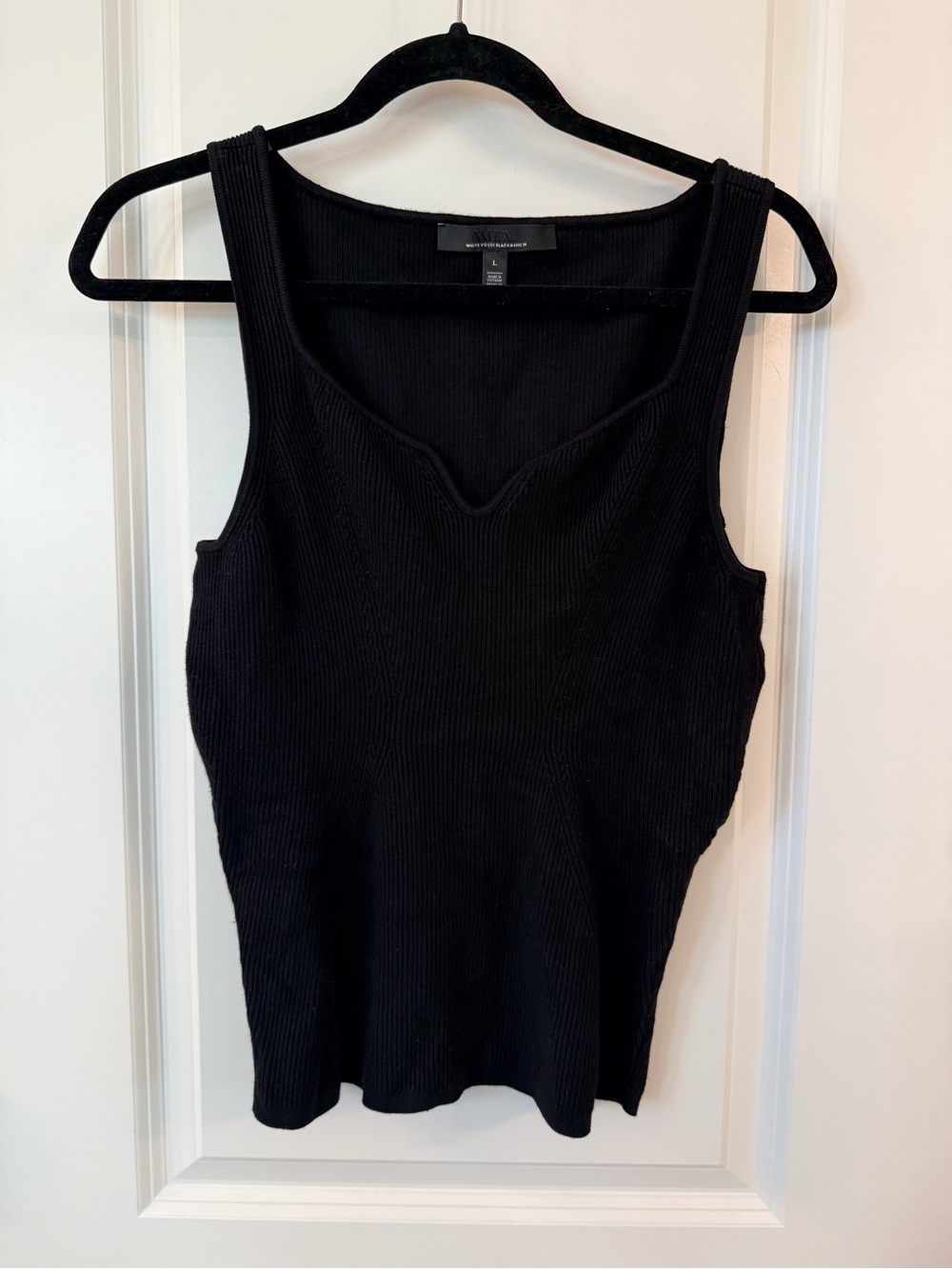 White House Black Market Black Ribbed Corporate Goth Sweater Tank (L)